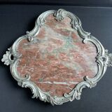 Base or support in marble and bronze silvered Louis XV-Rocaille style