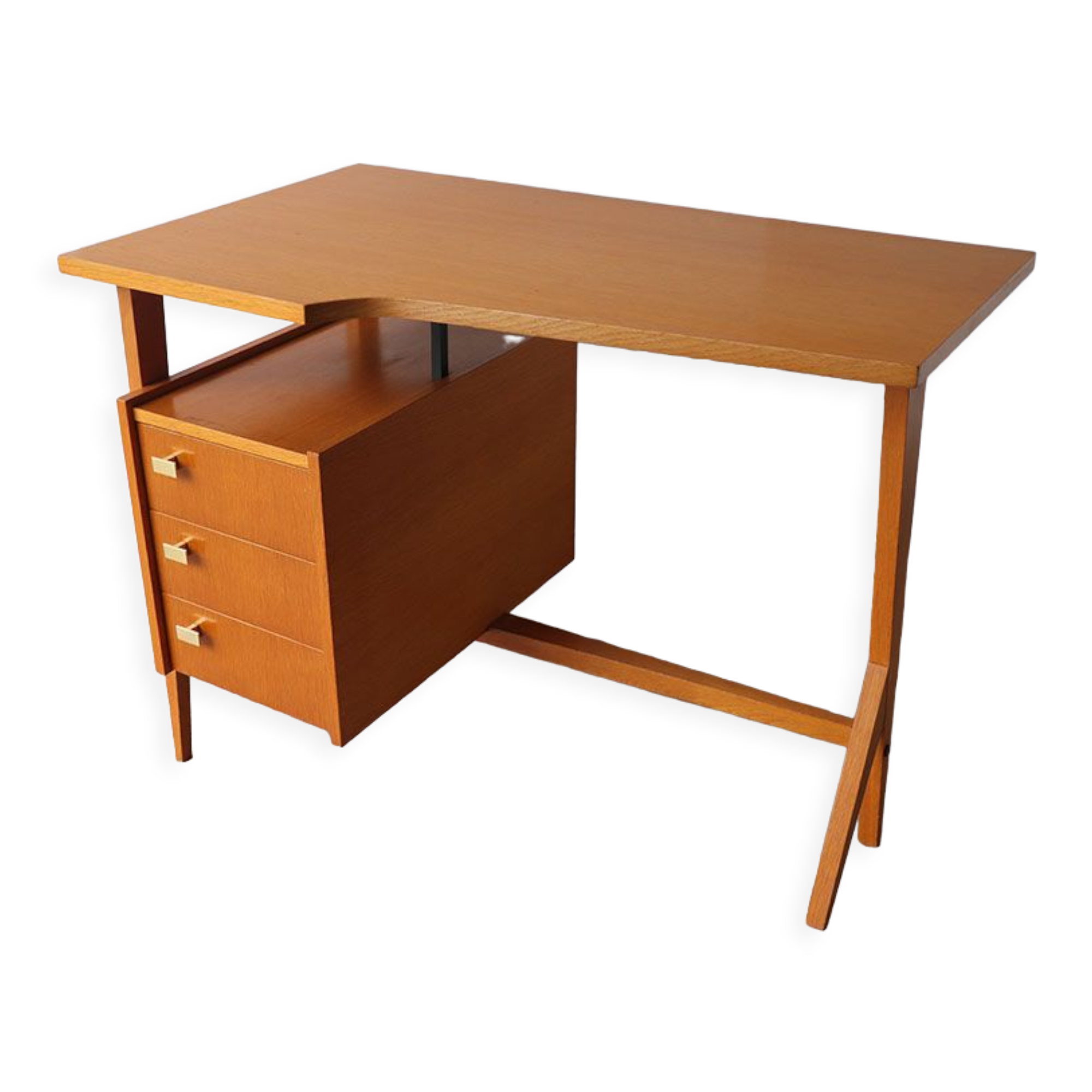 Bureau vintage asymétrique en bois 1960