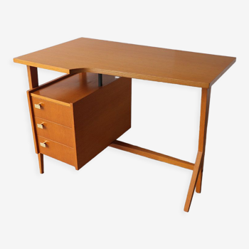 Asymmetrical vintage wooden desk 1960