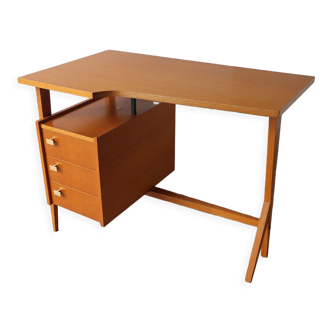 Asymmetrical vintage wooden desk 1960