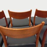 Set of 6 vintage Scandinavian Fristho Franeker chairs in teak and skai from the 60s