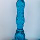 Pair of molded pressed blue glass candle holders