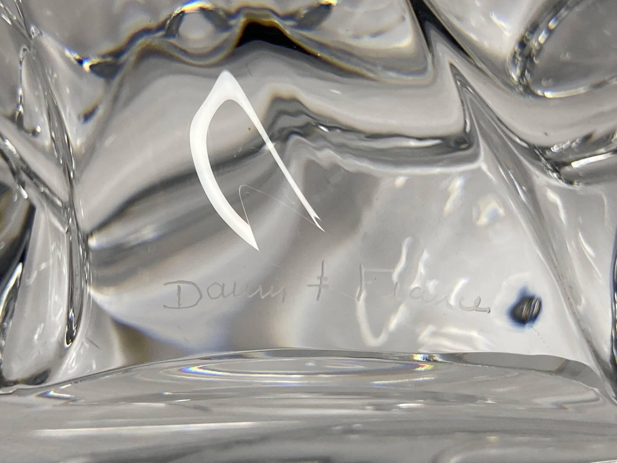 Daum, important crystal centrepiece and trinket dish from around 1950.