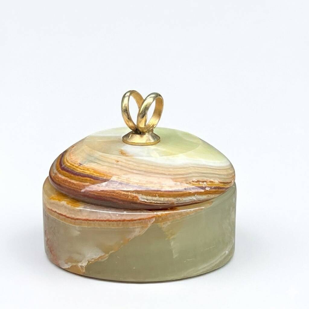 Green onyx catchall - Vintage 1970 green onyx jewellery box