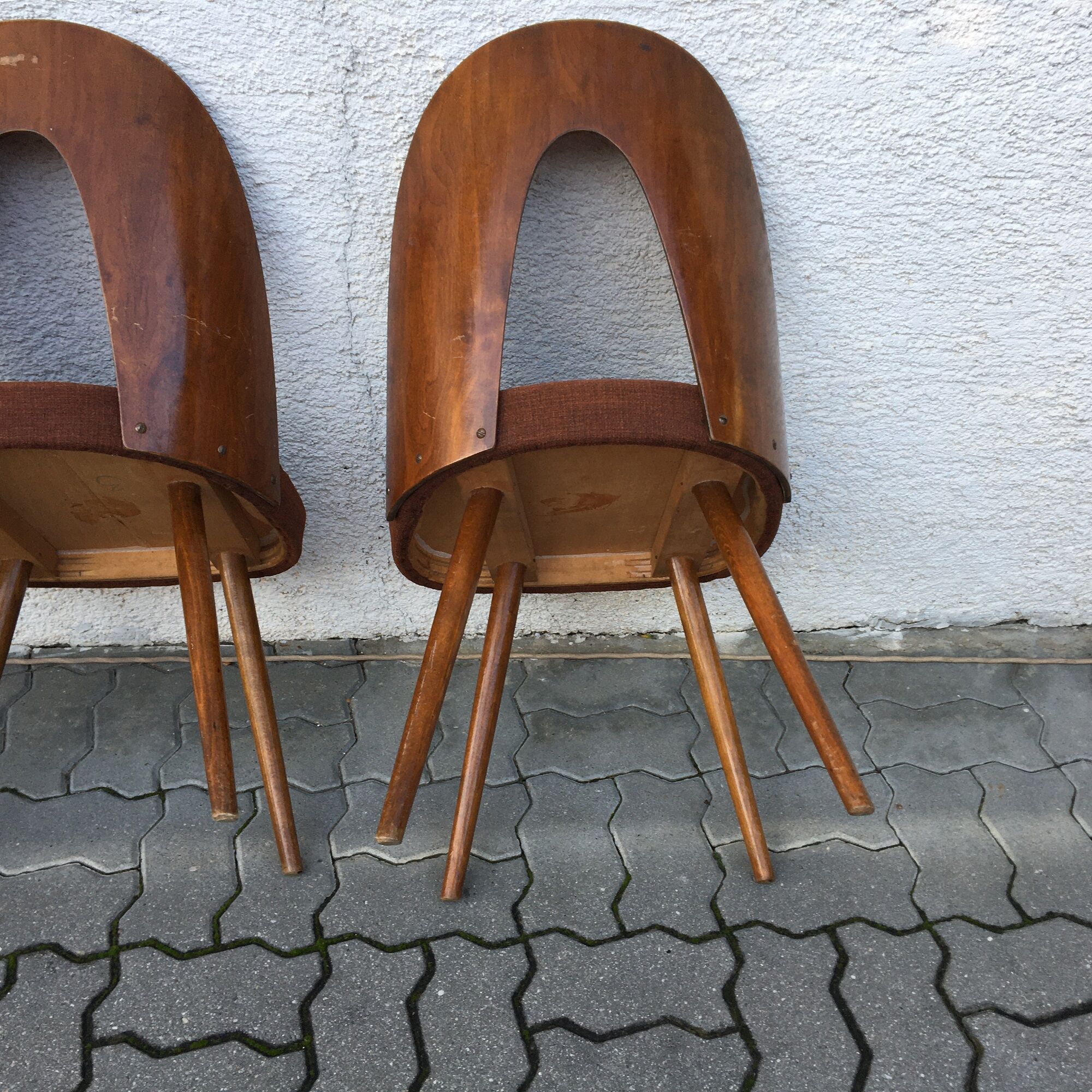 Lot de 3 chaises Lollipop par Antonin Suman, mid century 50s, Tchécoslovaquie