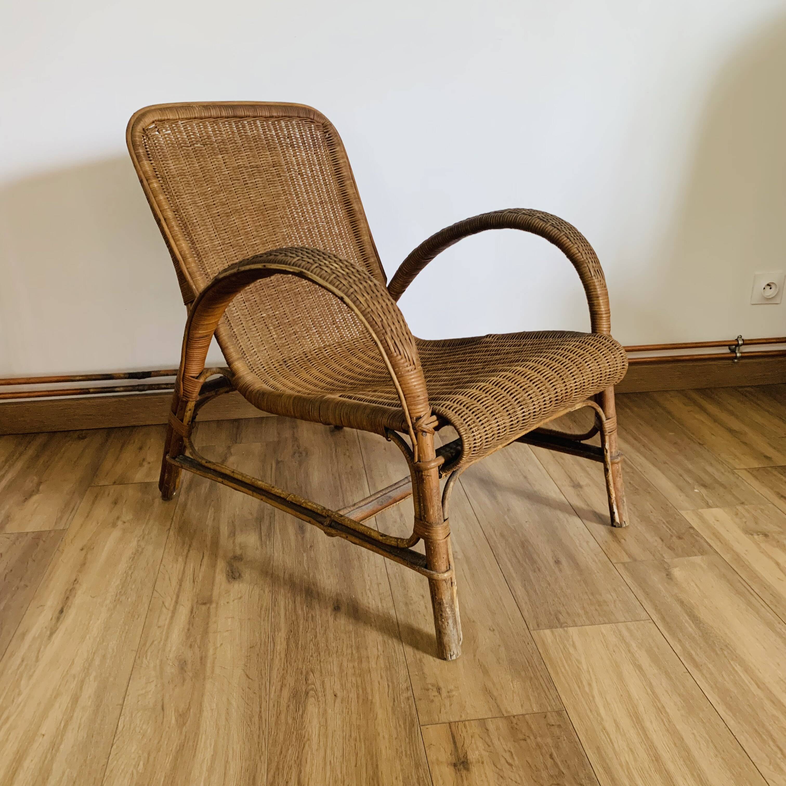 Fauteuil osier et rotin