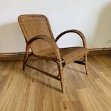 Wicker and rattan armchair