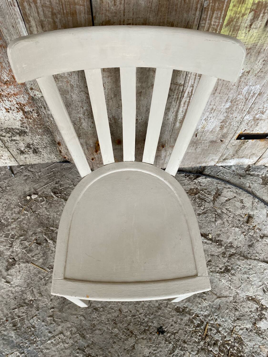 Vintage white wood baumann bistro chair old style #d541