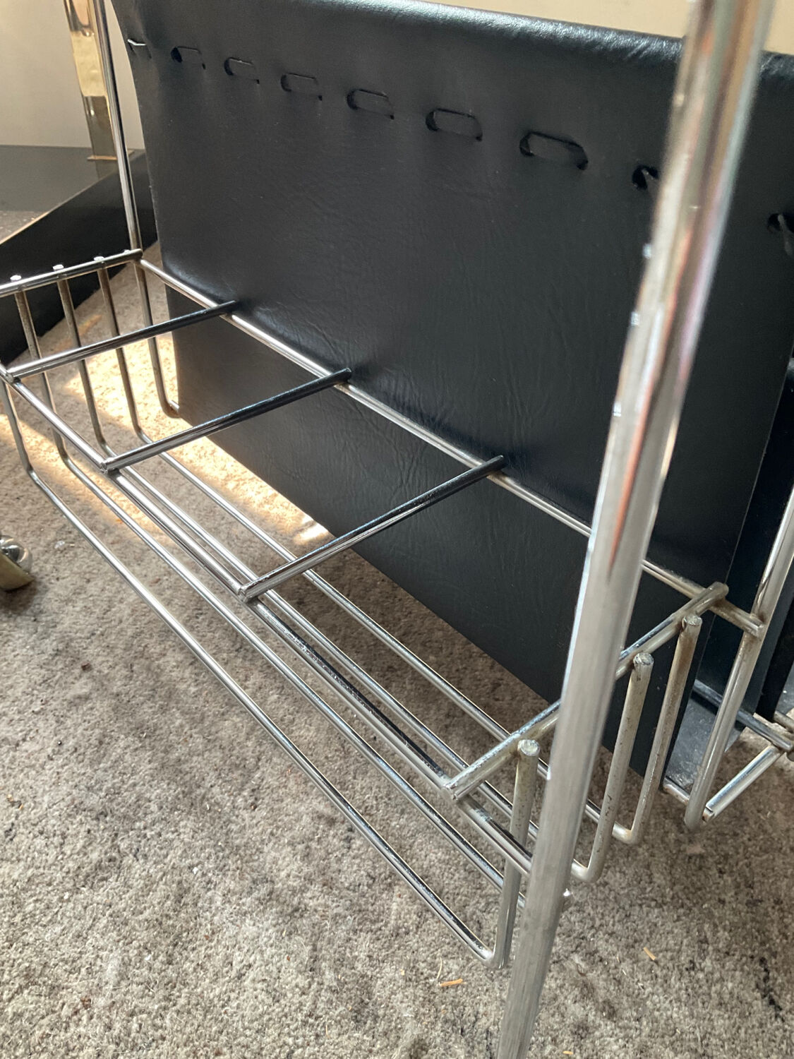 Vintage side table on wheels 60s