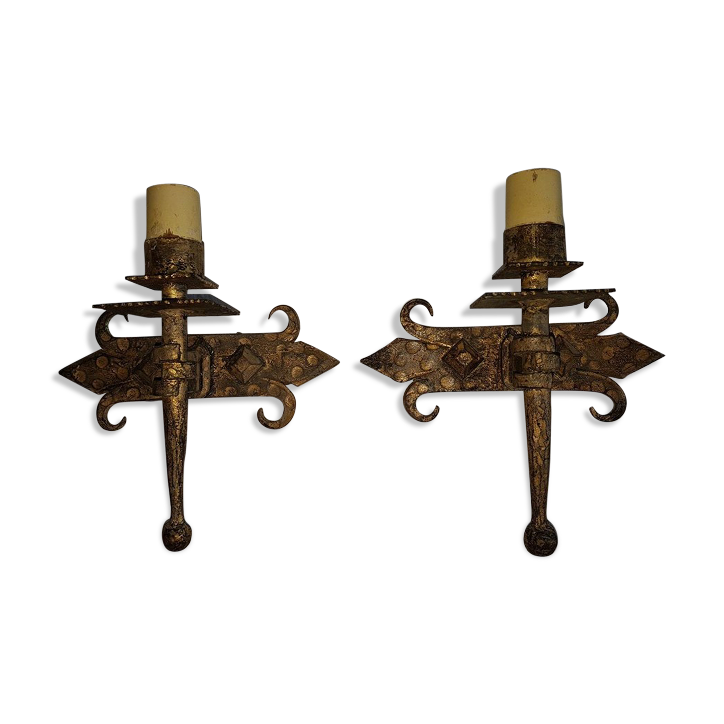 Pair of gold beaten iron