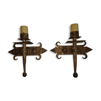 Pair of gold beaten iron
