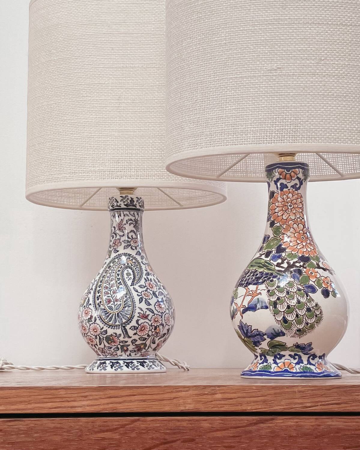 Paire lampes faïence de Gien