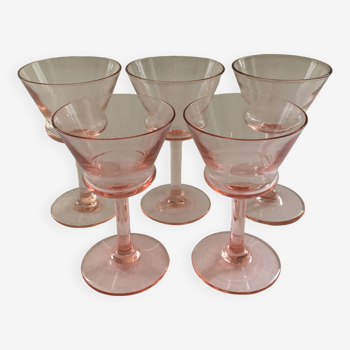 Set of 5 rosé glasses