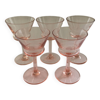 Set of 5 rosé glasses