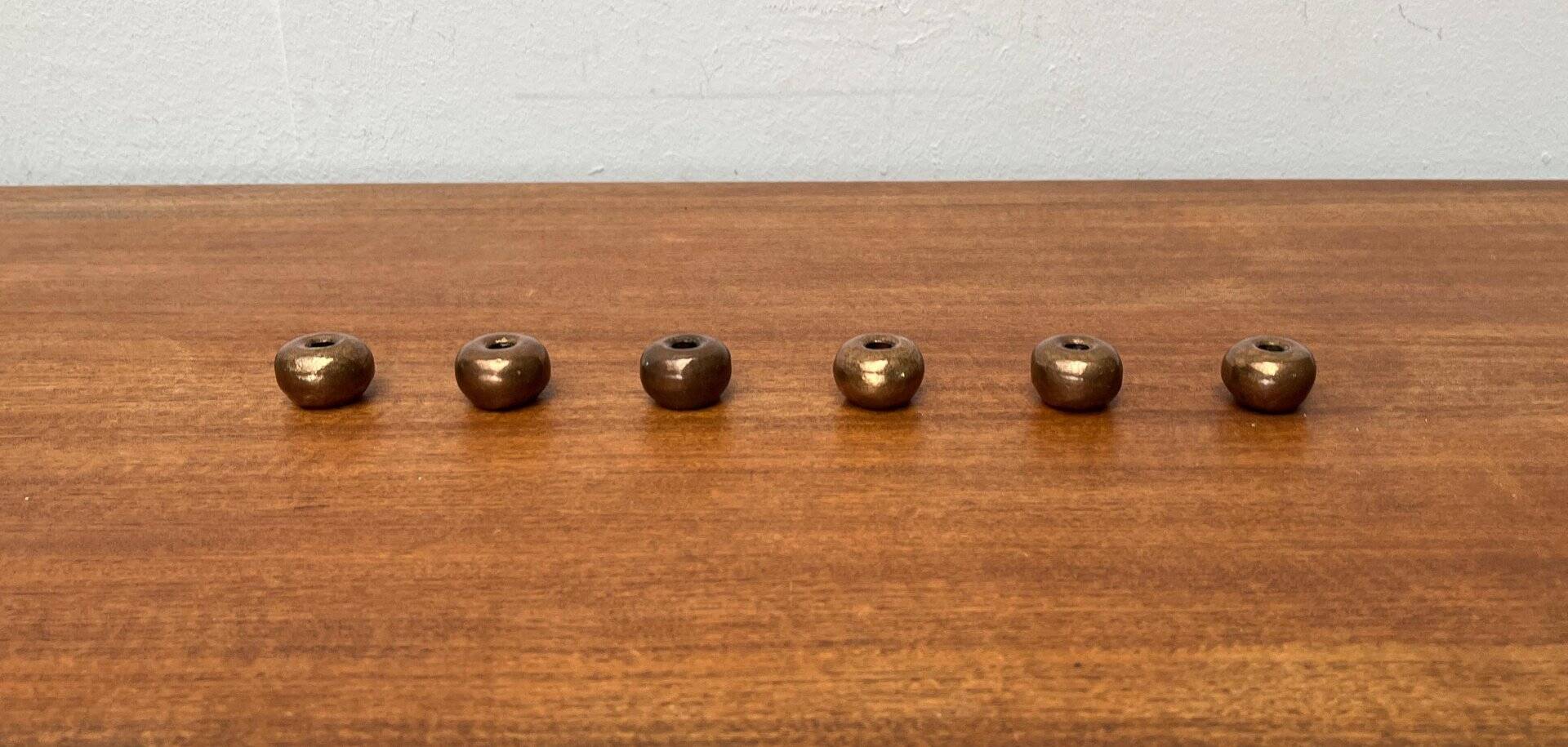 Brutalist Mid-Century Candle Holder in Bronze, 1960s, set of 6