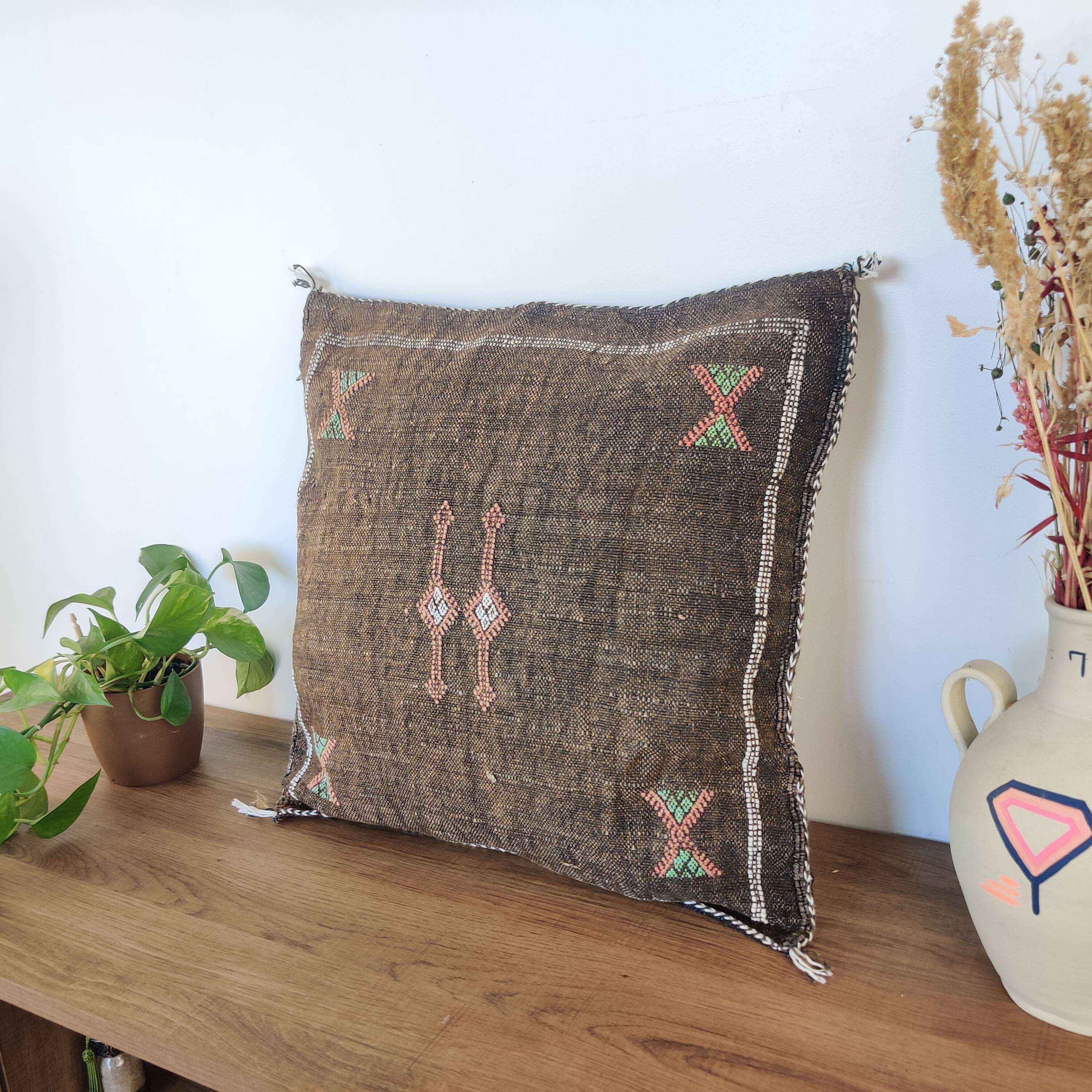 Moroccan brown bohemian cushion