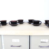 8-cup Keraluc Quimper set, with saucers, ceramic
