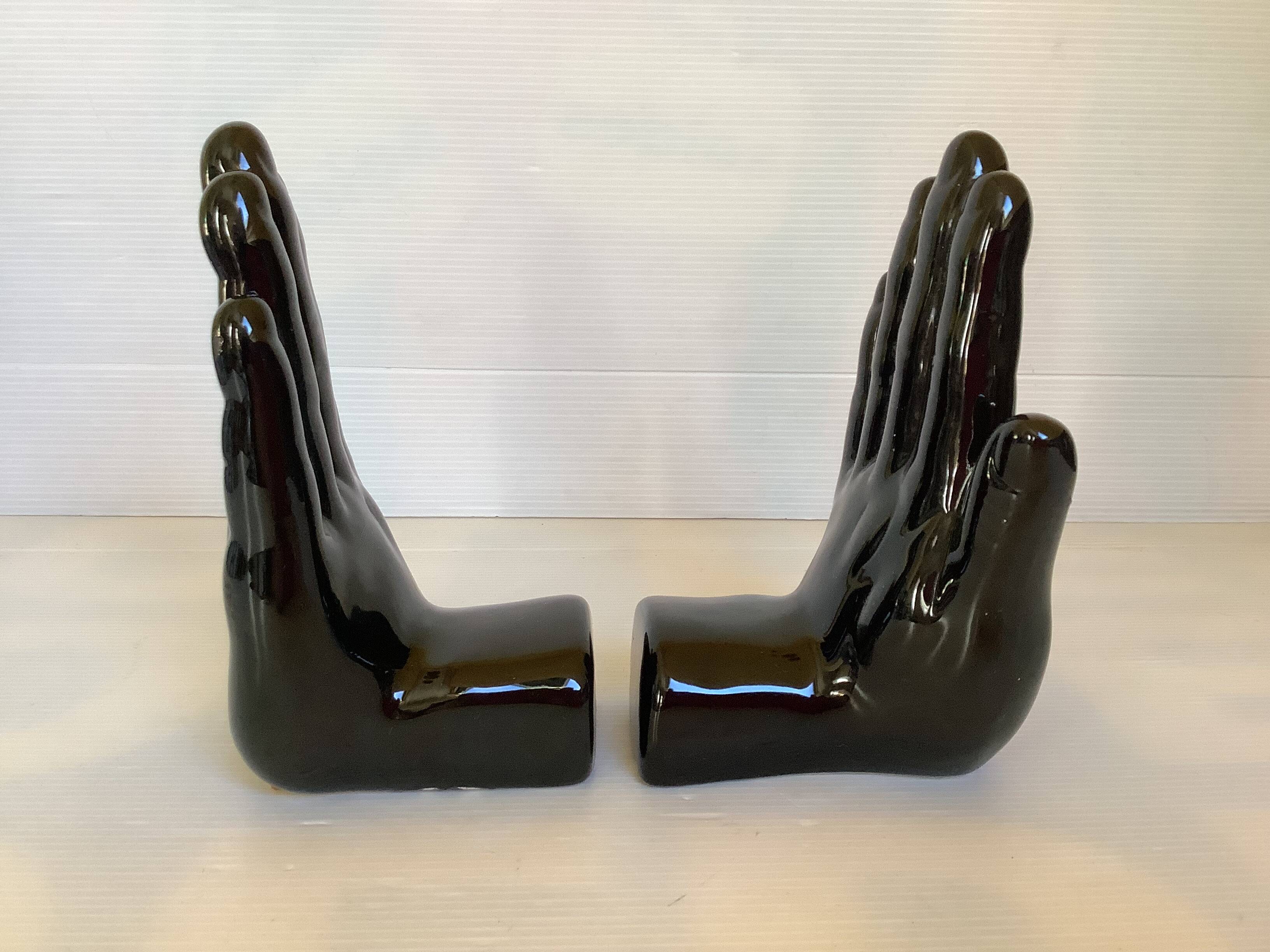 Pair of black hand bookends