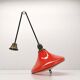 Vintage glass and brass pendant lamp / Italy, 60s