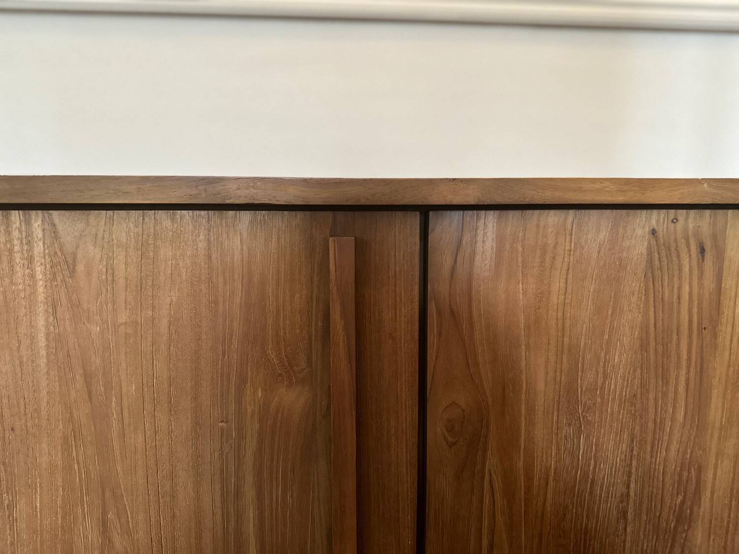 Sideboard made from recycled teak and metal legs