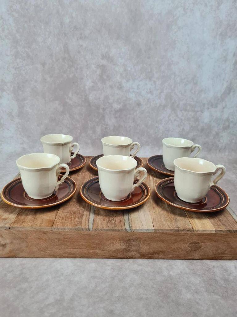 Set of 6 vintage cups and saucers – Saint-Amand & Sarguemines