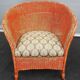 Fauteuil anglais Lloyd Loom kapok orange et vert