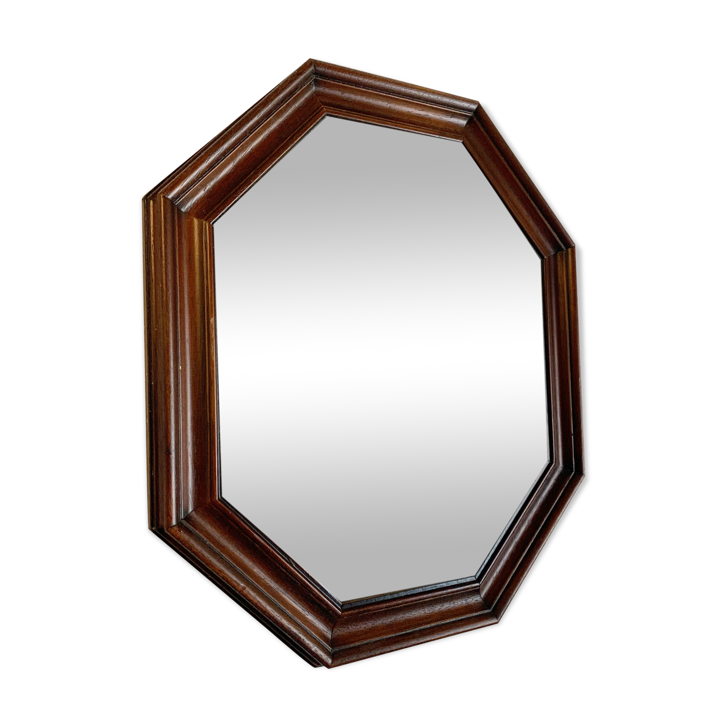 Vintage octagonal wooden mirror