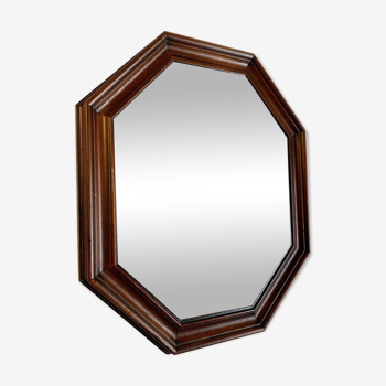 Vintage octagonal wooden mirror