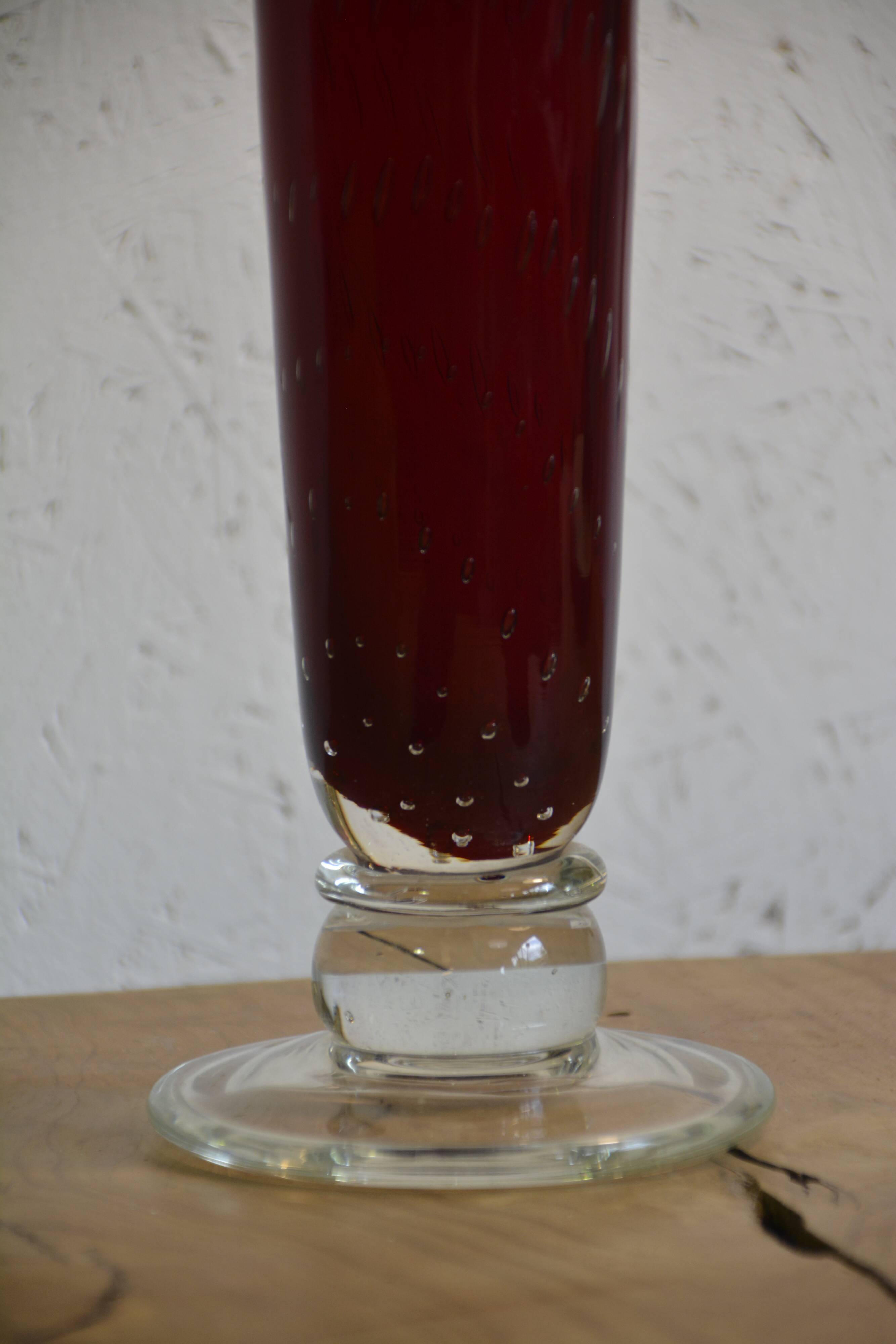 Red Murano glass vase