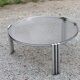Coffee table design of the 70s smoked glass base chrome Diameter 84cm