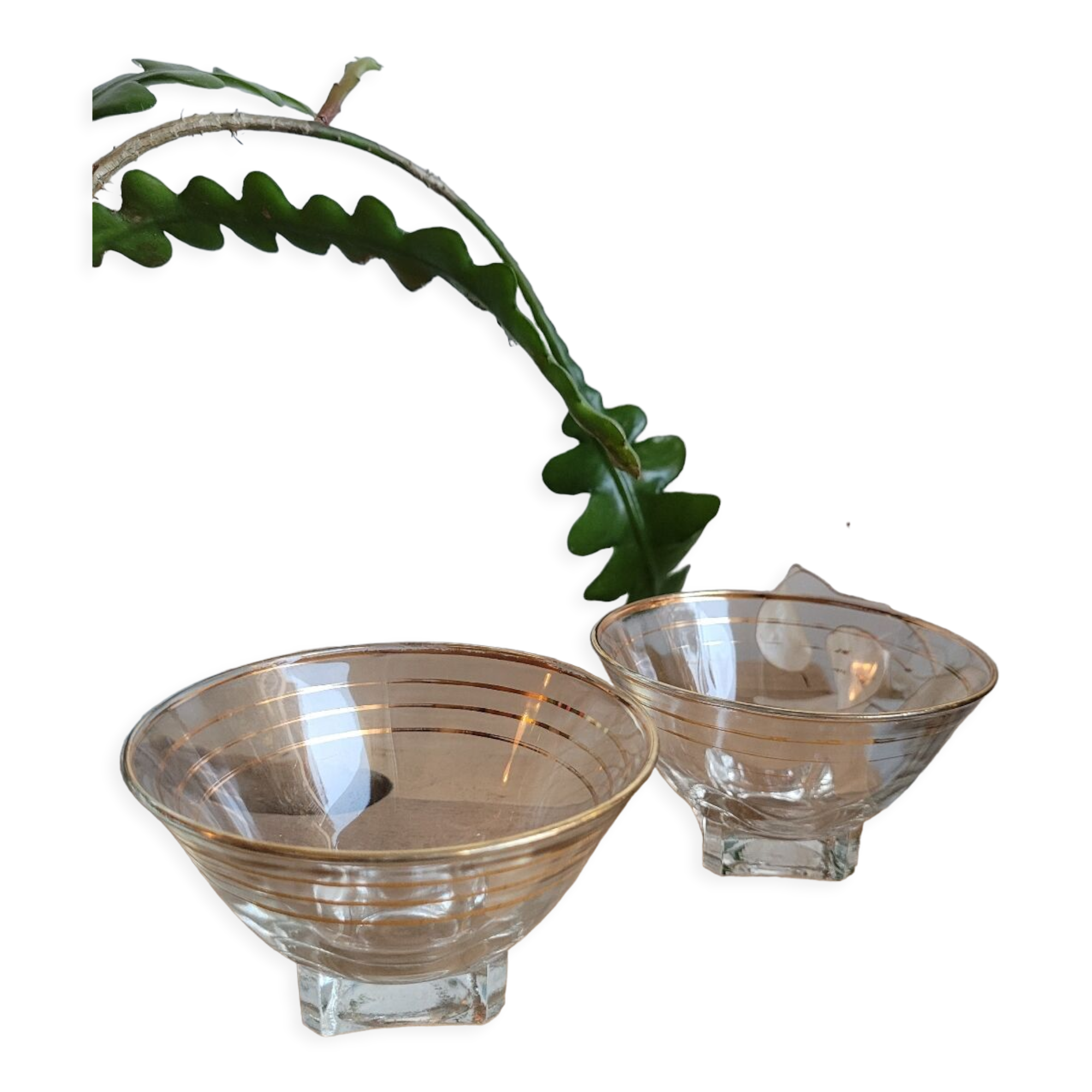 Lot two verrines gilded edges