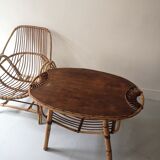Rattan coffee table called lemon, vintage 1950