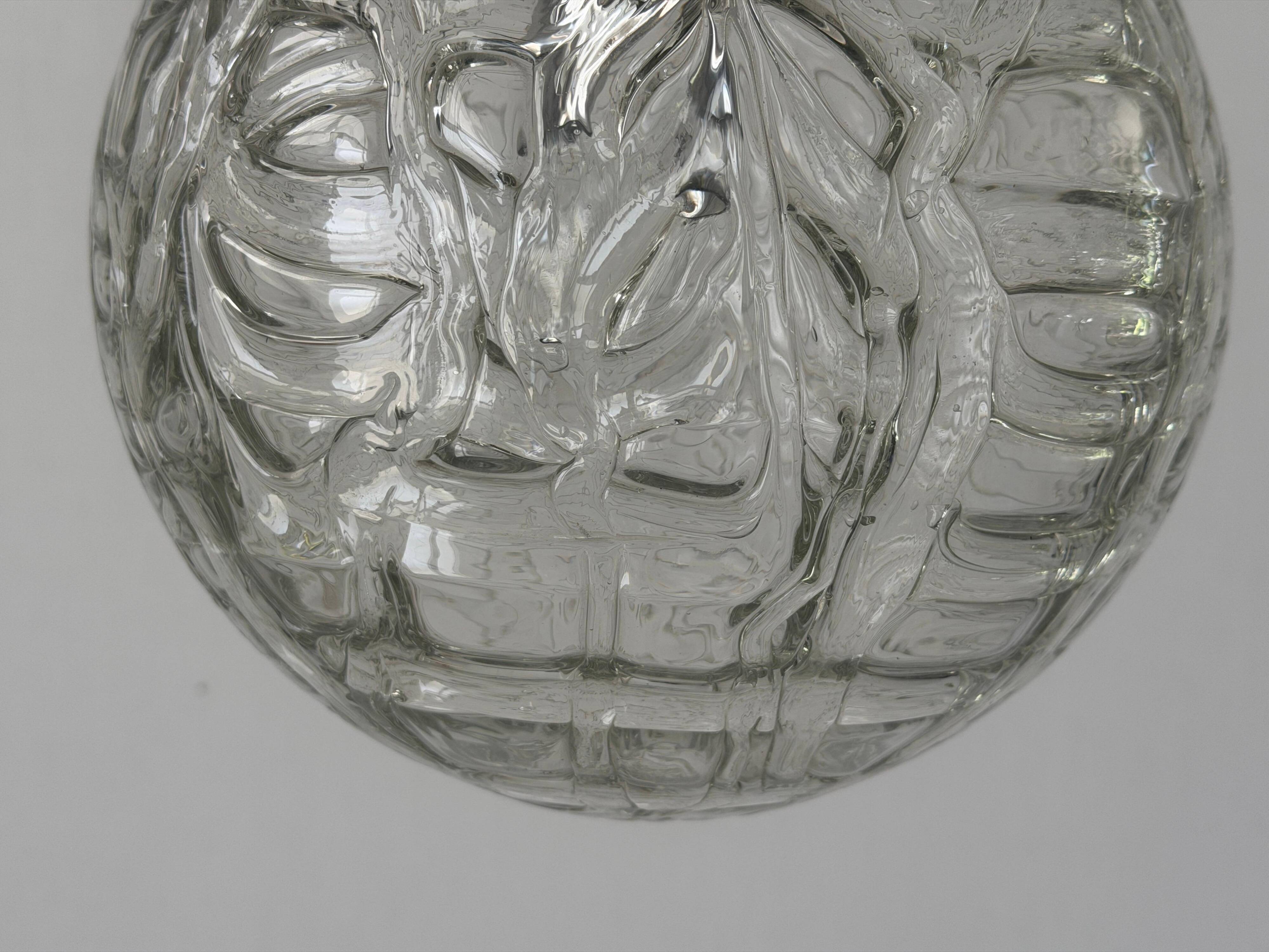 Hanging lamp in hand-blown white glass by Doria Leuchten, 1960s Germany