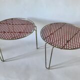 2 table plant-holders tripod red perforated sheet metal