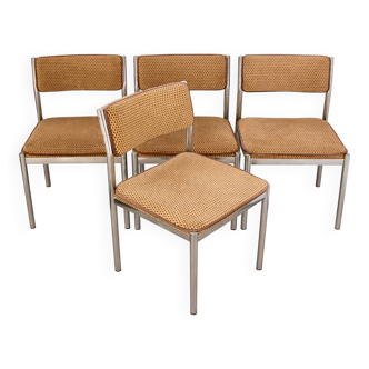 Set Of 4 Chairs From The 1970s – Chrome, Vintage Fabric