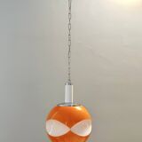Space Age Orange and White Opaline Glass Pendant, Italy