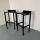 2 tabourets de bar modernistes en bois noir et acier par Ruud Jan Kokke, années 1980