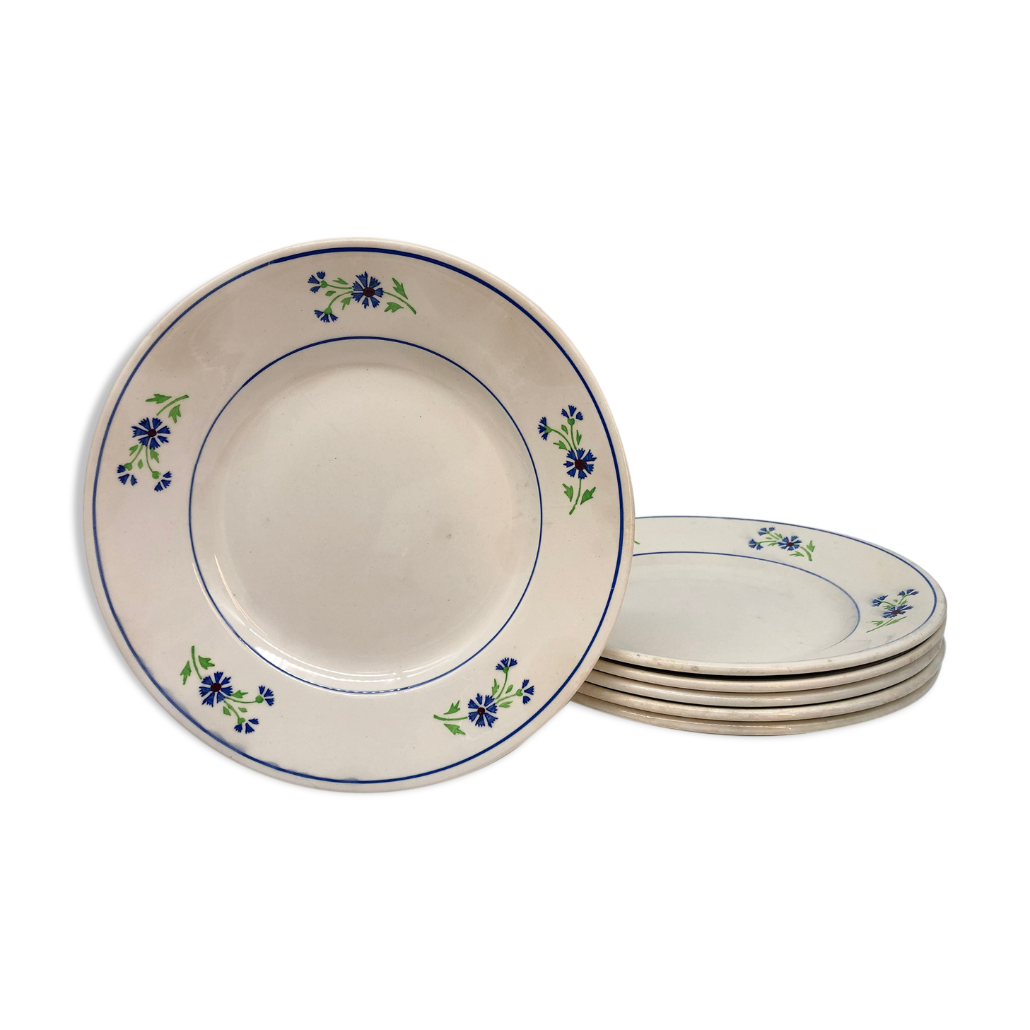 6 plates vintage niderviller model "blueberry"