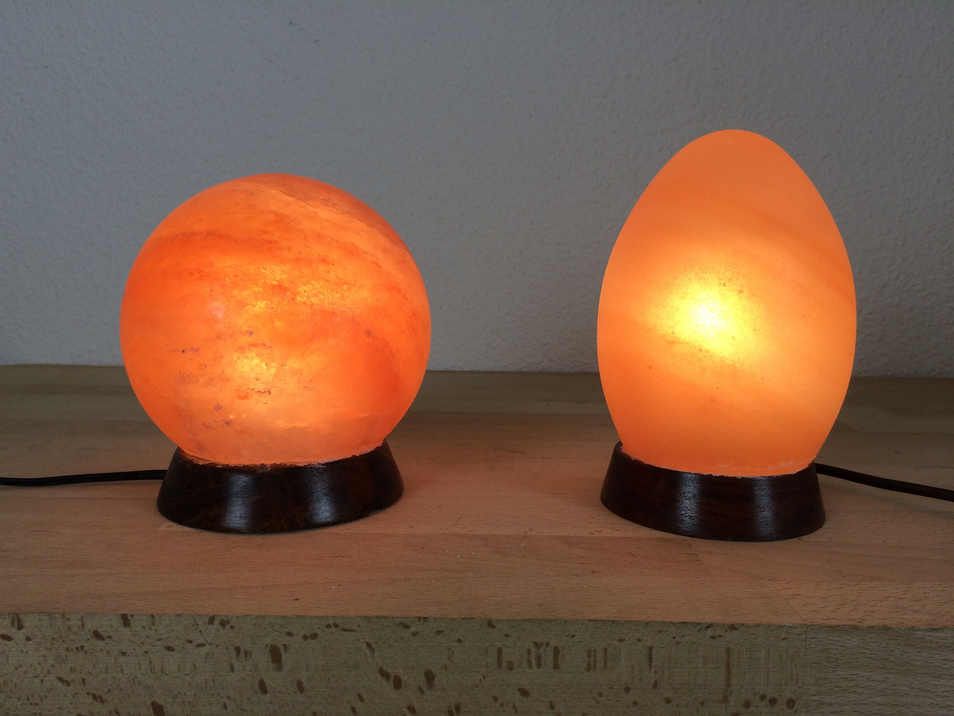 Ball and egg lamps in vintage pink salt stone