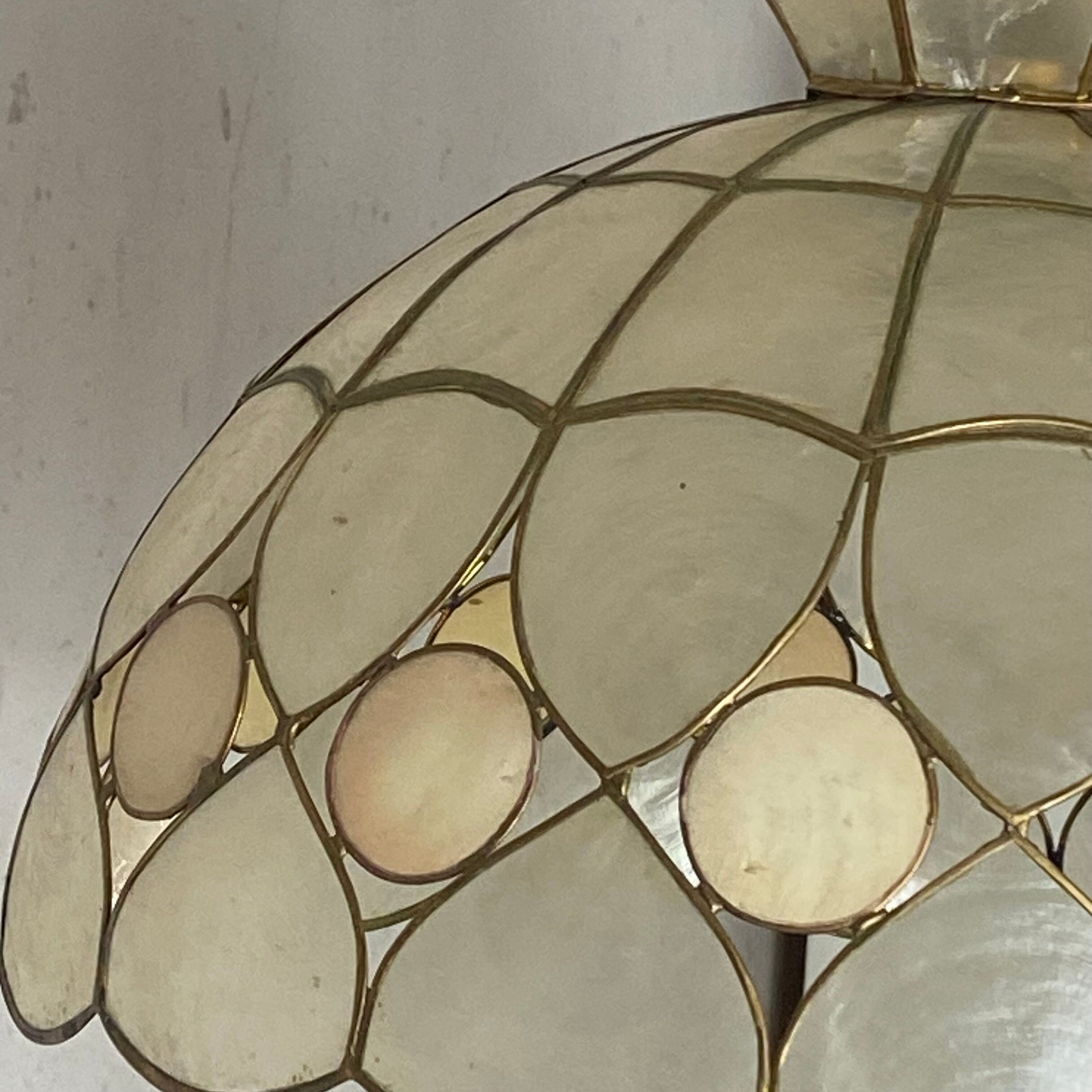 Vintage capiz shell pendant chandelier from the 1950s to 1960s.