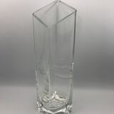 Vase forme carré geometric relief in translucent 28 cm