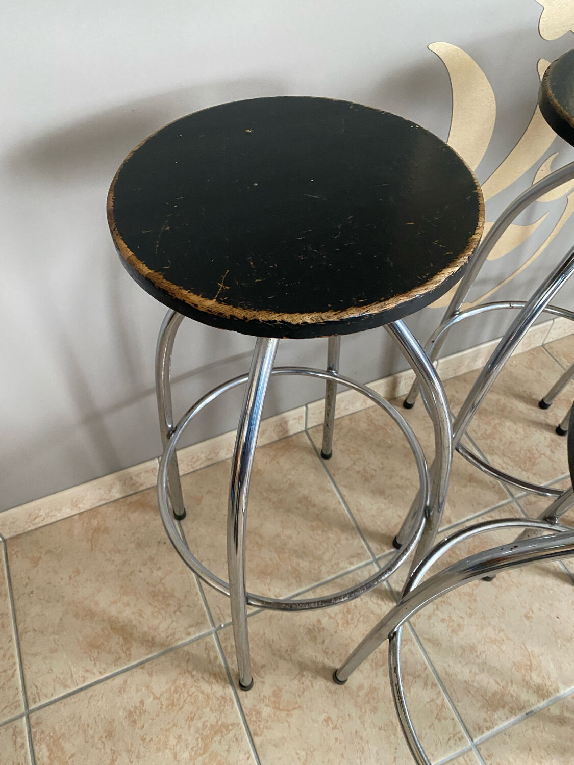 Six industrial bar stools