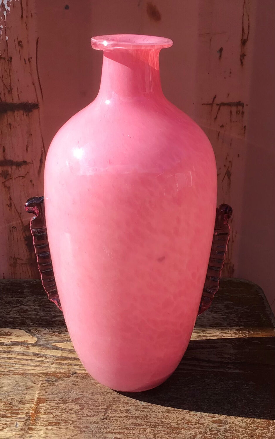 Art deco style pink glass vase