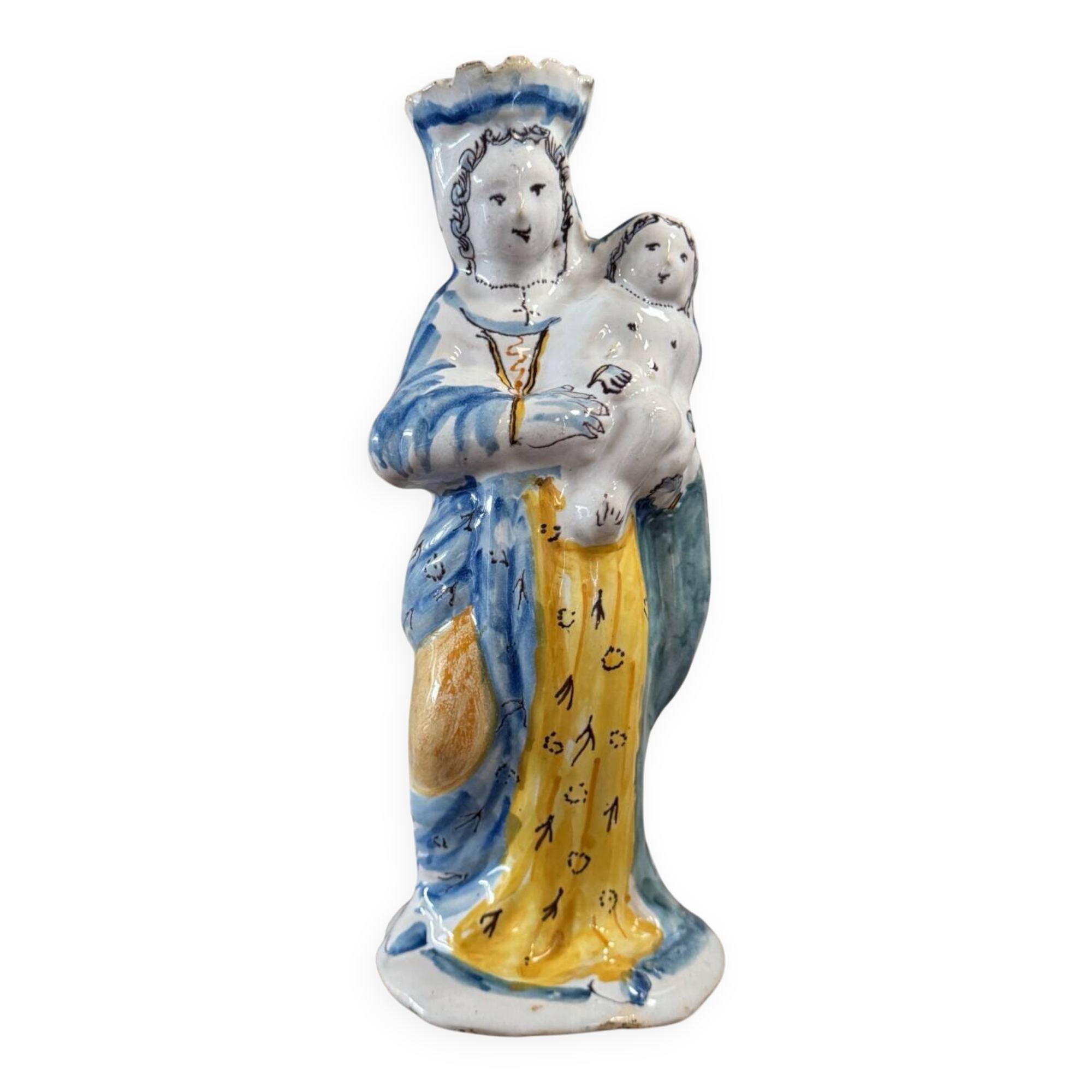18th century Virgin Mary in Nevers earthenware