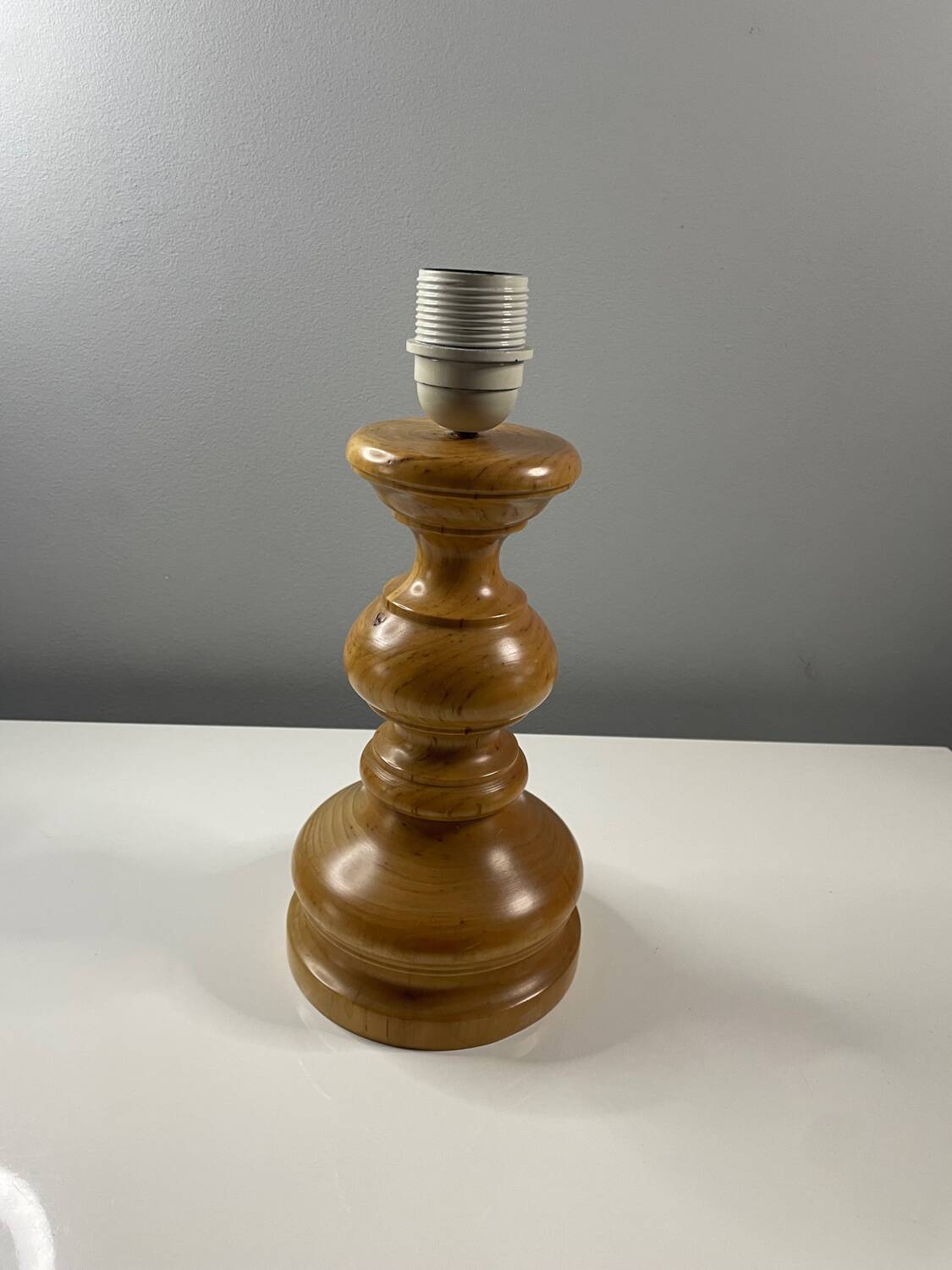 Turned wooden lamp base