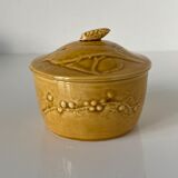 Small round covered terrine in yellow glazed porcelain