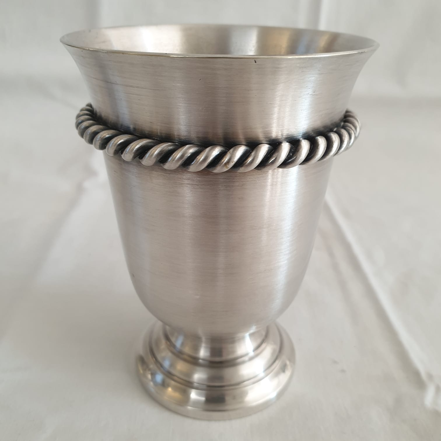 Pair of silver metal timpani