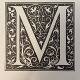 Lithographie gravure alphabet lettre M de 1897