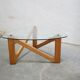 Table basse vintage en bois et verre