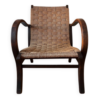 Bauhaus armchair in rope and wood